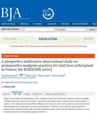 BJA : Résultats de l’enquête KNEEONE